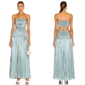 JONATHAN SIMKHAI Daisy cutout plissé-lamé maxi dress NWT